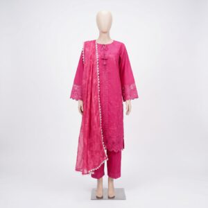 Magenta Bloom Lawn 3-Piece with Embroidery