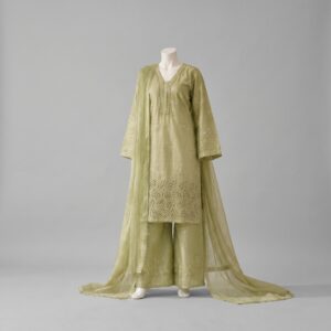 Olive Bloom Embroidered Lawn 3-Piece
