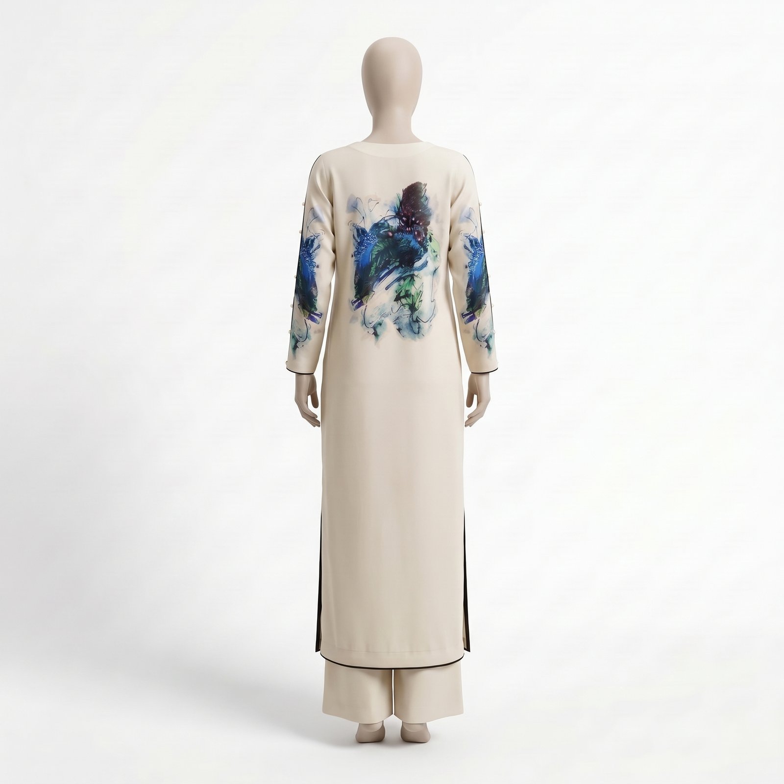Abstract Bloom White Maxi Shirt - Image 2