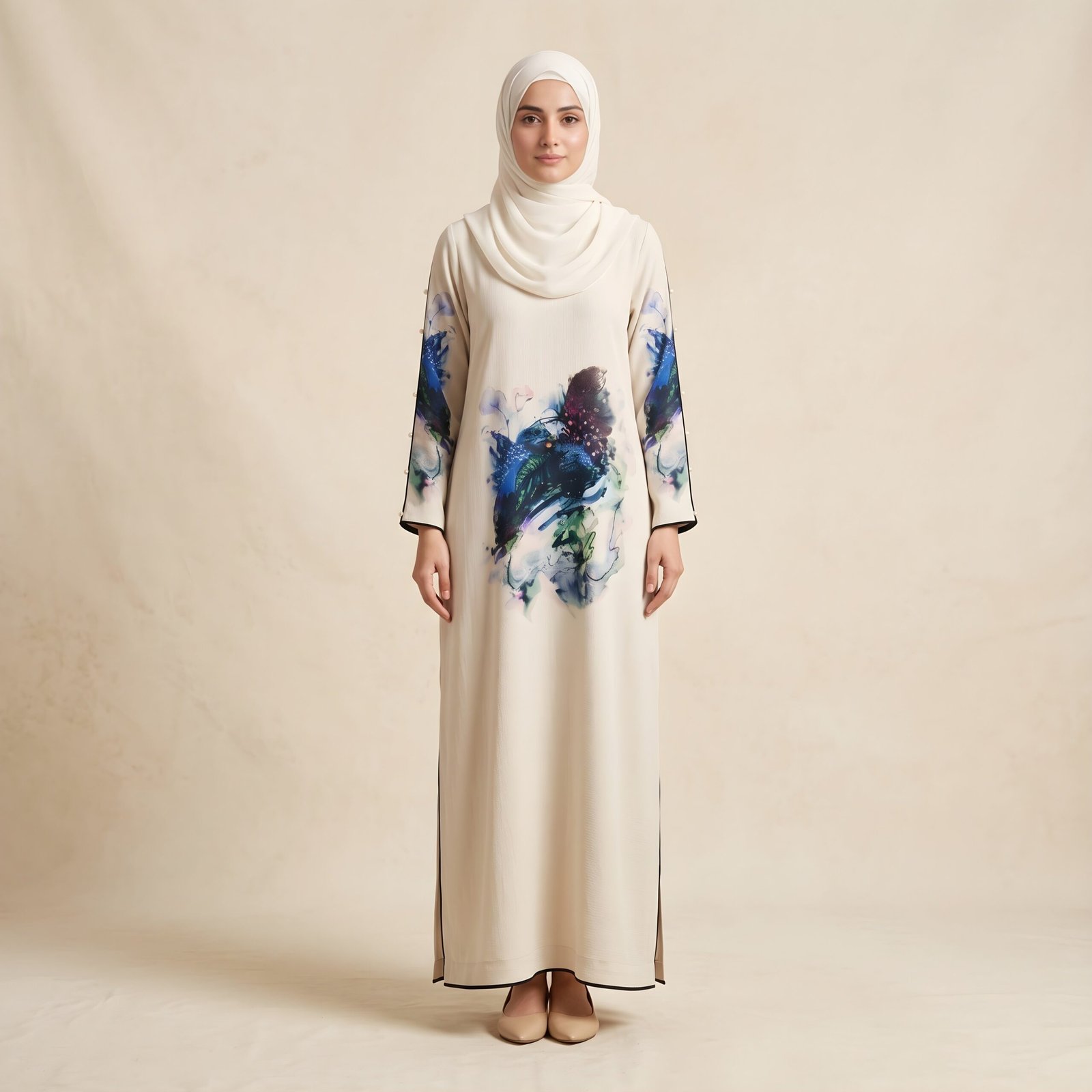 Abstract Bloom White Maxi Shirt