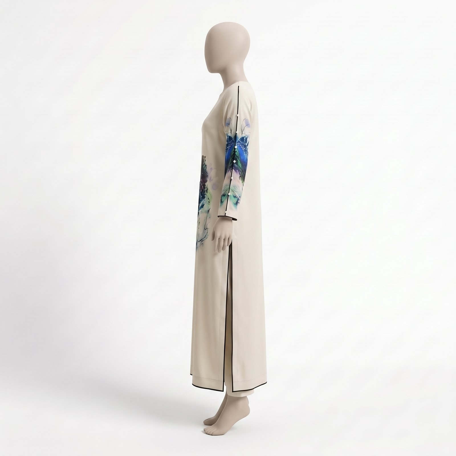 Abstract Bloom White Maxi Shirt - Image 3